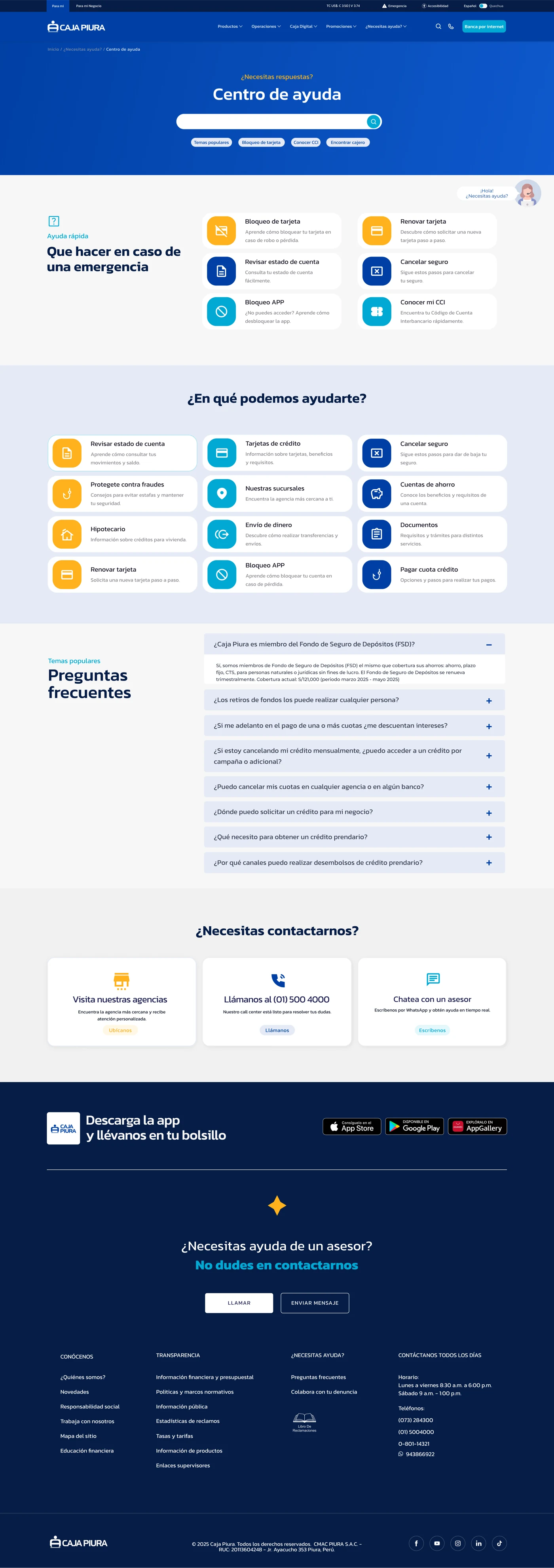 Portada de Caja Piura — Ecosistema digital
